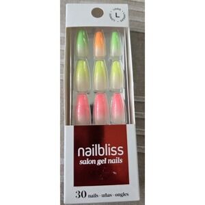 NAILBLISS GN 199 Rainbow Sprinkles, Salon Gel Nails, includes 30 nails and glue.